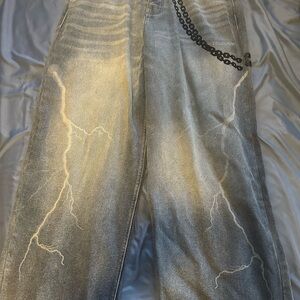 Stylish Lightning Pattern Jeans